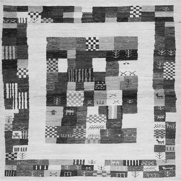 Round Machine Washable Abstract Gray Contemporary Rug, wshcon1629gry