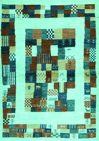 Abstract Turquoise Contemporary Rug, con1629turq