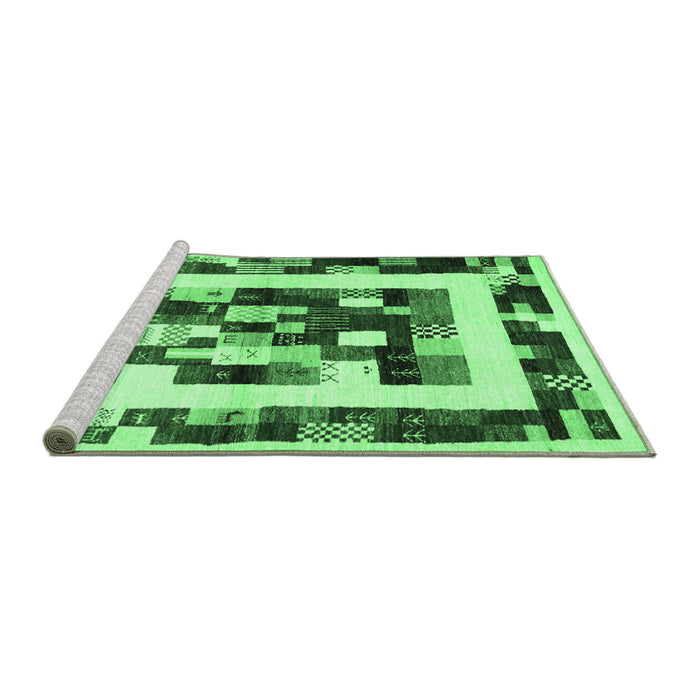 Sideview of Machine Washable Abstract Emerald Green Contemporary Area Rugs, wshcon1629emgrn