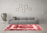 Machine Washable Abstract Red Contemporary Rug, wshcon1629red