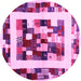 Round Machine Washable Abstract Pink Contemporary Rug, wshcon1629pnk