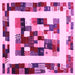 Square Machine Washable Abstract Pink Contemporary Rug, wshcon1629pnk