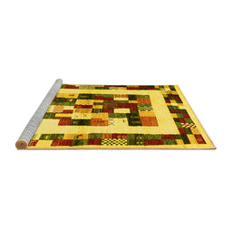 Sideview of Machine Washable Abstract Yellow Contemporary Rug, wshcon1629yw