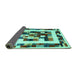 Sideview of Abstract Turquoise Contemporary Rug, con1629turq