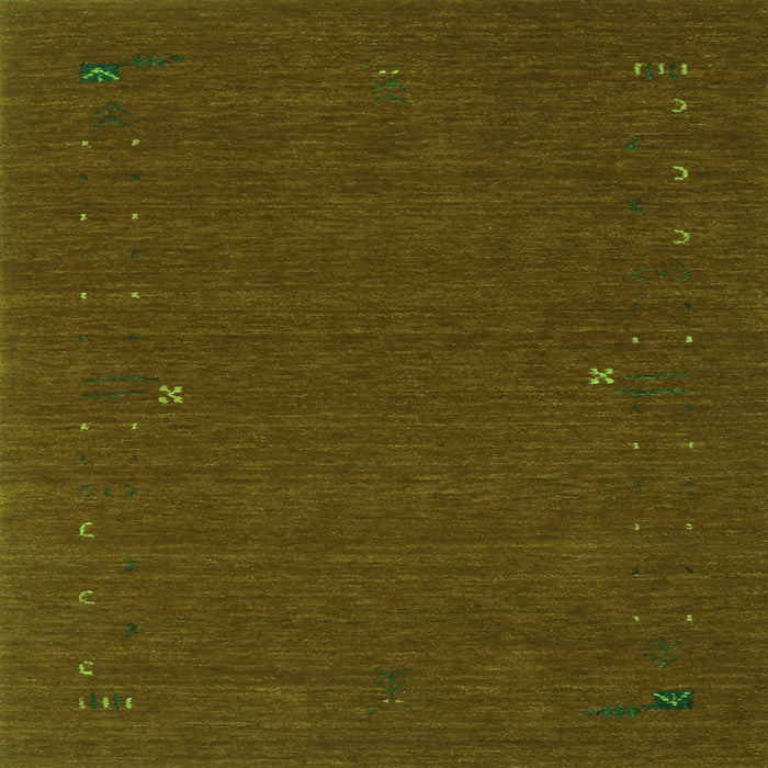 Serging Thickness of Abstract Green Contemporary Rug, con162grn