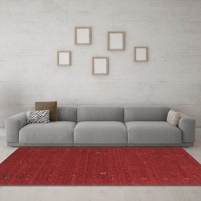 Machine Washable Abstract Brown Contemporary Rug in a Living Room,, wshcon162brn