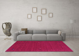 Machine Washable Abstract Pink Contemporary Rug in a Living Room, wshcon162pnk