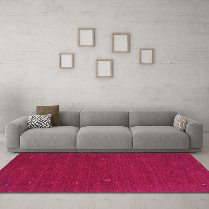 Machine Washable Abstract Pink Contemporary Rug in a Living Room, wshcon162pnk