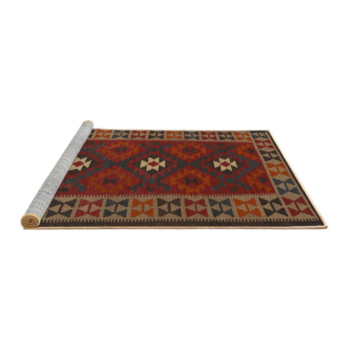 Serging Thickness of Machine Washable Contemporary Sepia Brown Rug, wshcon1630