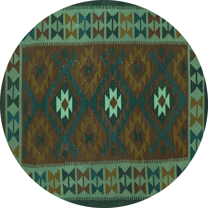 Round Oriental Turquoise Traditional Rug, con1630turq