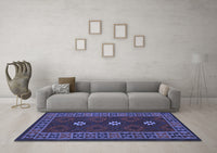 Machine Washable Oriental Blue Traditional Rug, wshcon1630blu