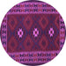 Round Machine Washable Oriental Purple Traditional Area Rugs, wshcon1630pur