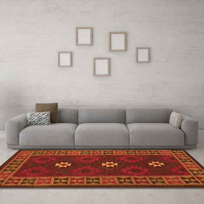 Machine Washable Oriental Orange Traditional Area Rugs in a Living Room, wshcon1630org