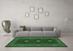 Machine Washable Oriental Emerald Green Traditional Area Rugs in a Living Room,, wshcon1630emgrn