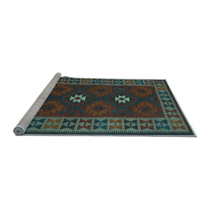 Sideview of Machine Washable Oriental Light Blue Traditional Rug, wshcon1630lblu