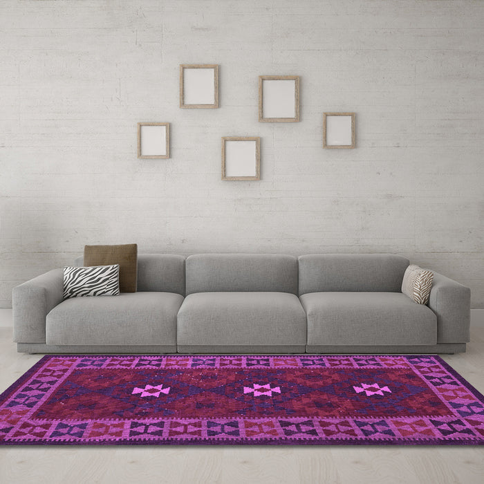 Machine Washable Oriental Purple Traditional Area Rugs in a Living Room, wshcon1630pur
