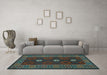 Machine Washable Oriental Light Blue Traditional Rug in a Living Room, wshcon1630lblu