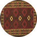 Round Machine Washable Oriental Brown Traditional Rug, wshcon1630brn