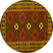 Round Machine Washable Oriental Yellow Traditional Rug, wshcon1630yw