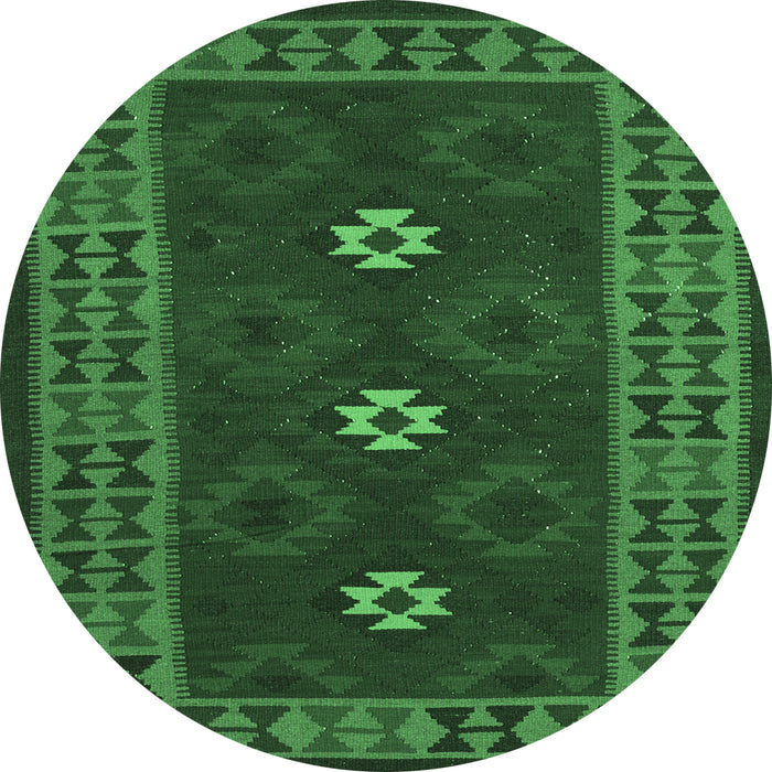 Round Oriental Emerald Green Traditional Rug, con1630emgrn