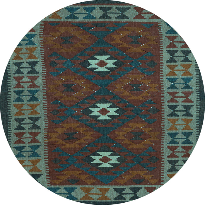 Round Oriental Light Blue Traditional Rug, con1630lblu