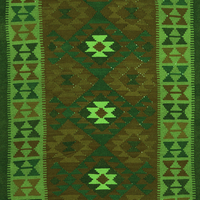 Serging Thickness of Machine Washable Oriental Green Traditional Area Rugs, wshcon1630grn