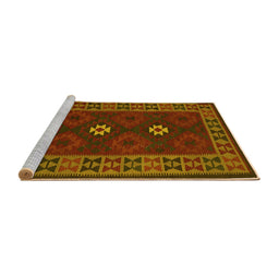 Sideview of Machine Washable Oriental Yellow Traditional Rug, wshcon1630yw