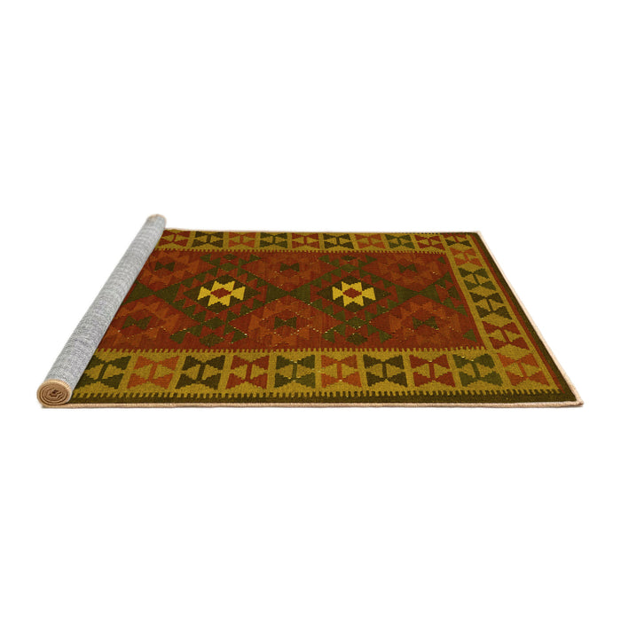 Sideview of Machine Washable Oriental Yellow Traditional Rug, wshcon1630yw