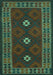 Machine Washable Oriental Turquoise Traditional Area Rugs, wshcon1630turq