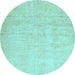 Round Machine Washable Solid Light Blue Modern Rug, wshcon1631lblu