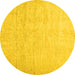 Round Machine Washable Solid Yellow Modern Rug, wshcon1631yw