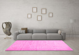 Machine Washable Solid Pink Modern Rug in a Living Room, wshcon1631pnk