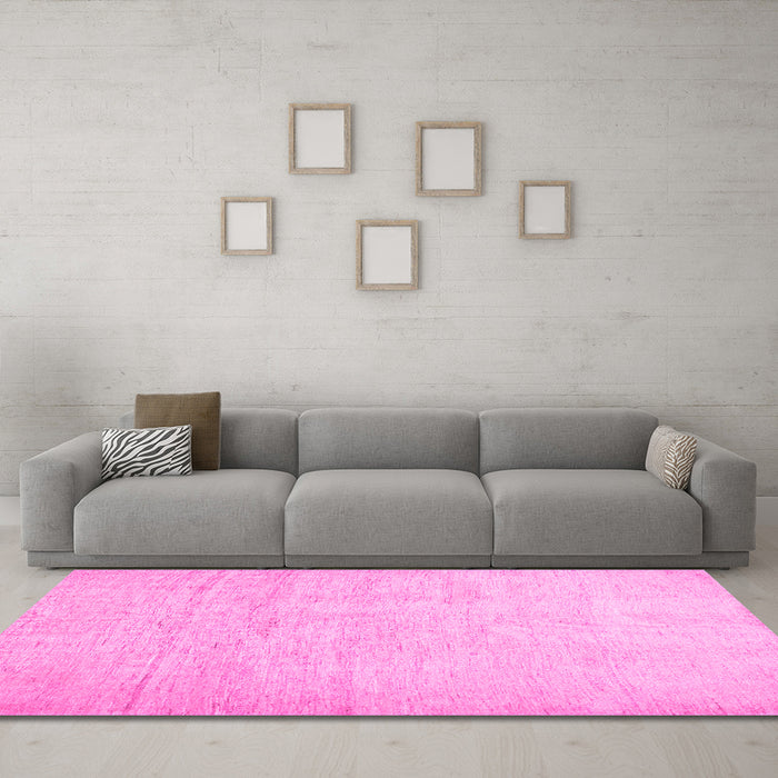 Machine Washable Solid Pink Modern Rug in a Living Room, wshcon1631pnk
