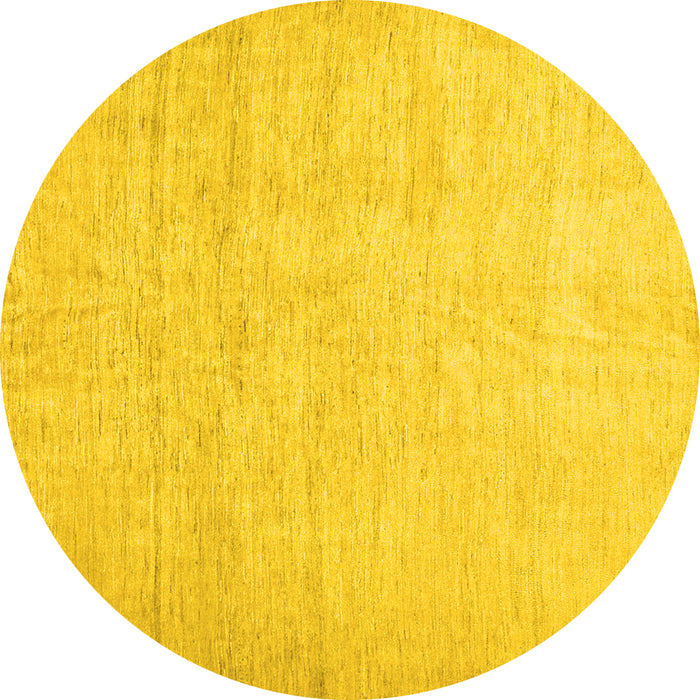 Round Solid Yellow Modern Rug, con1631yw
