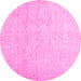 Round Solid Pink Modern Rug, con1631pnk