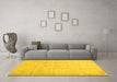 Machine Washable Solid Yellow Modern Rug in a Living Room, wshcon1631yw
