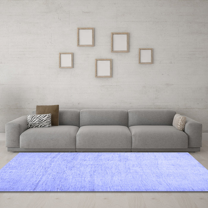 Machine Washable Solid Blue Modern Rug in a Living Room, wshcon1631blu