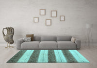 Machine Washable Abstract Light Blue Contemporary Rug, wshcon1632lblu