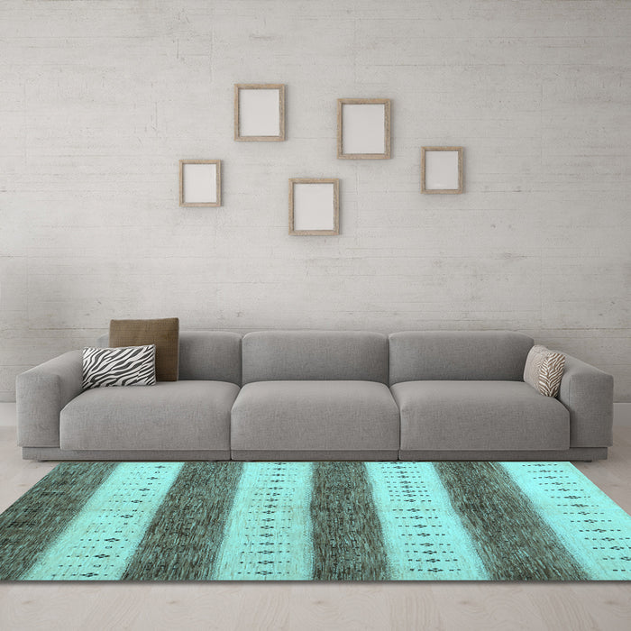 Machine Washable Abstract Light Blue Contemporary Rug in a Living Room, wshcon1632lblu