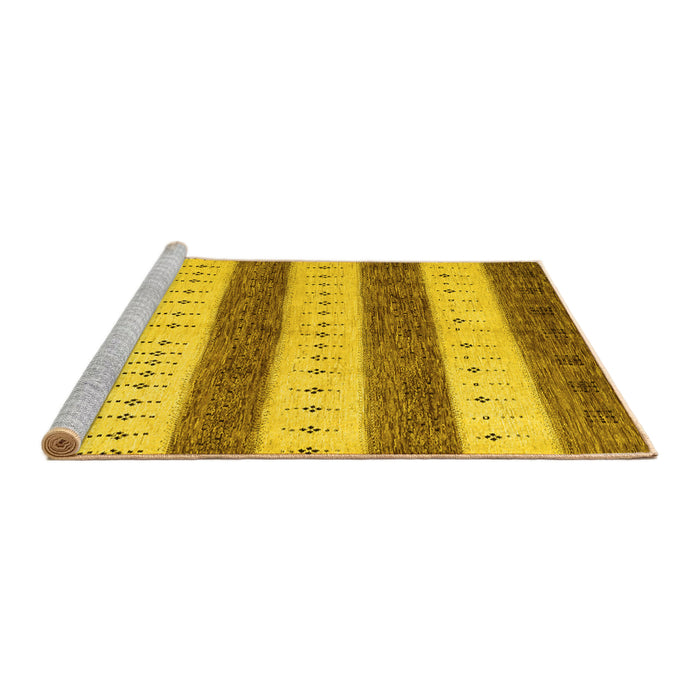 Sideview of Machine Washable Abstract Yellow Contemporary Rug, wshcon1632yw