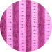 Round Abstract Pink Contemporary Rug, con1632pnk