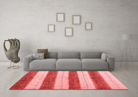 Machine Washable Abstract Red Contemporary Rug, wshcon1632red