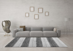Machine Washable Abstract Gray Contemporary Rug in a Living Room,, wshcon1632gry
