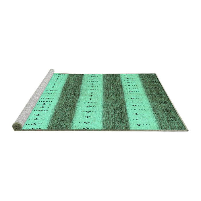 Sideview of Machine Washable Abstract Turquoise Contemporary Area Rugs, wshcon1632turq