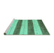 Sideview of Machine Washable Abstract Turquoise Contemporary Area Rugs, wshcon1632turq