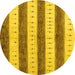 Round Abstract Yellow Contemporary Rug, con1632yw