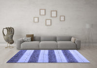 Machine Washable Abstract Blue Contemporary Rug, wshcon1632blu