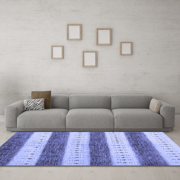 Machine Washable Abstract Blue Contemporary Rug in a Living Room, wshcon1632blu