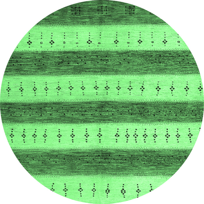 Round Abstract Emerald Green Contemporary Rug, con1632emgrn