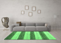 Machine Washable Abstract Emerald Green Contemporary Rug, wshcon1632emgrn